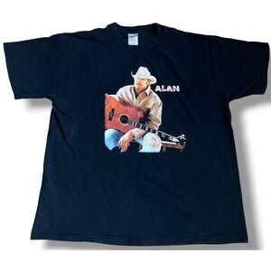 Vtg Alan Jackson Country Music Graphic T-Shirt Mens XL Black Gildan Heavyweight